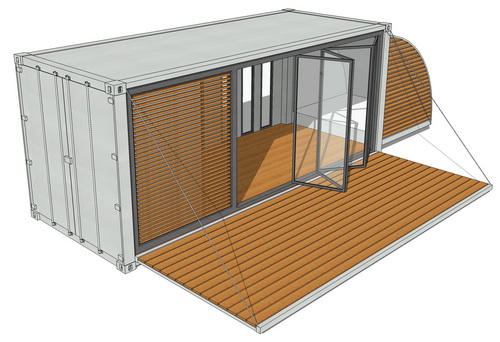 Containerhaus mit Faltschiebetren